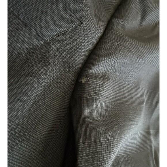 Peter Millar Blazer Mens 46T Gray Plaid Wool Suit Jacket Sport Coat - Picture 6 of 7
